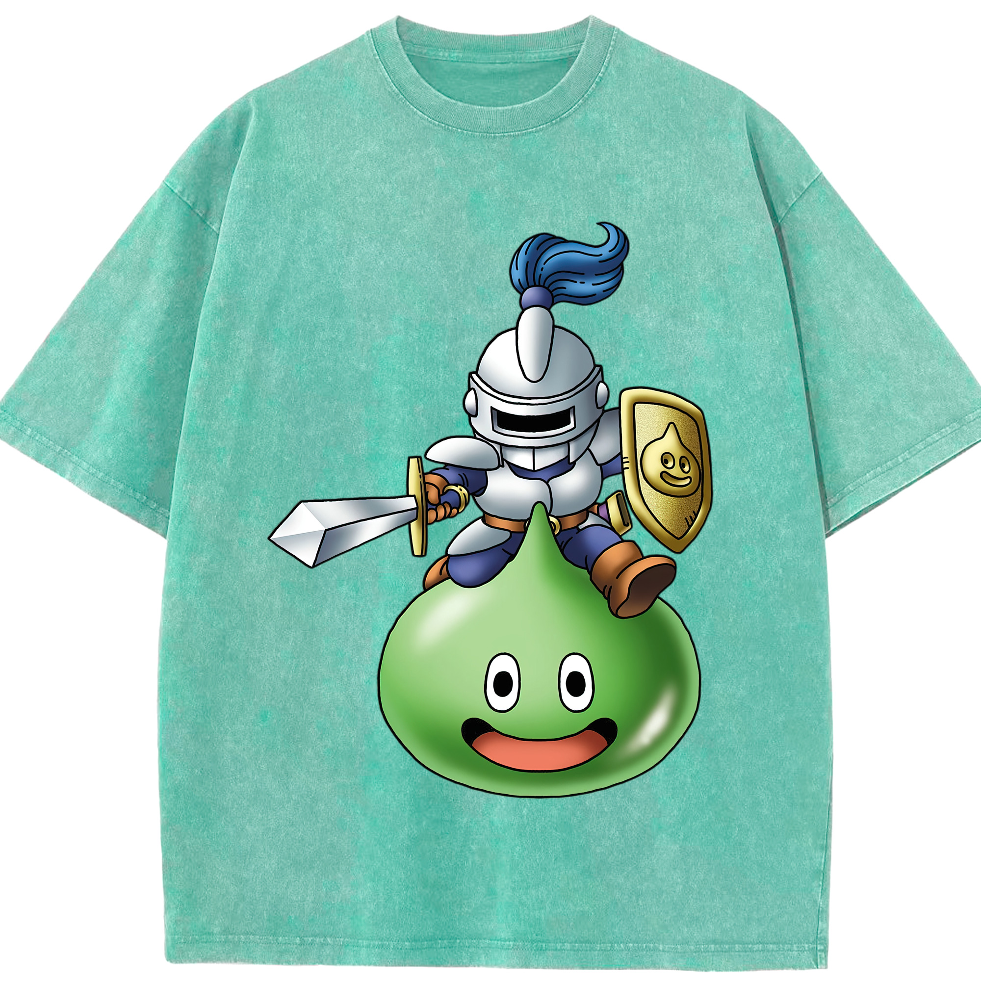 （画像用） ドラゴンクエスト Doragon Kuesuto Dragon Quest 綿100% ヴィンテージ風 半袖Tシャツ（フロントプリント）